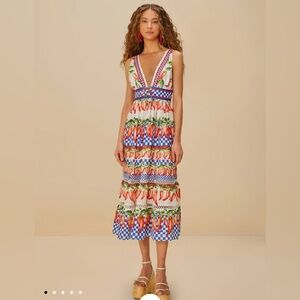 EUC Off White Picnic Peppers Ainika Midi Dress, Size L.